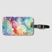 Rainbow Waterverf Splash Naam Sjabloon Bagagelabel (Voorkant (horizontaal))