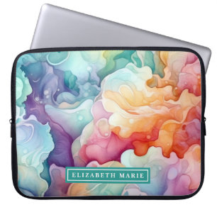 Rainbow Waterverf Splash Naam Sjabloon Laptop Sleeve