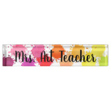 Rainbow Waterverf Splatter Teacher Desk