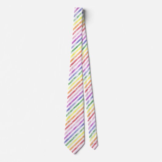 Rainbow Waterverf Striped Pattern Stropdas (Voorkant)