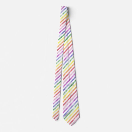 Rainbow Waterverf Striped Pattern Stropdas (Achterkant)