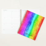Rainbow Waterverf Stripes Design Monogram Planner<br><div class="desc">Rainbow Waterverf Stripes Design Monogram Planner Kies het formaat,  de cover ( hard of zacht) in het optiemenu</div>
