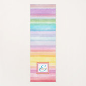 Rainbow Waterverf Stripes, gepersonaliseerd Yogamat (Voorkant)