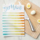 Rainbow Waterverf Stripes Love Wins Script Theedoek (Quarter Fold)