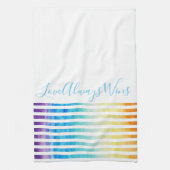Rainbow Waterverf Stripes Love Wins Script Theedoek (Verticaal)