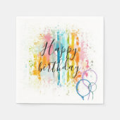 Rainbow Waterverf Stripes Paint Splatter Birthday Servet (Voorkant)