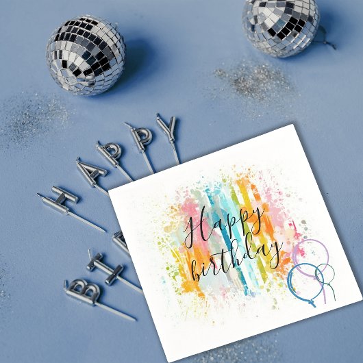 Rainbow Waterverf Stripes Paint Splatter Birthday Servet