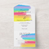 Rainbow Waterverf Summer Weddenschap met Chic RSVP All In One Uitnodiging (Binnen)