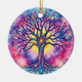 Rainbow Waterverf Tree of Life Keramisch Ornament (Voorkant)