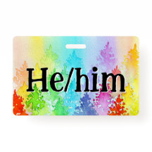 Rainbow Waterverf Trees Pronouns Badge