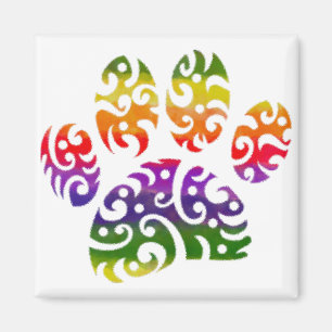 Rainbow Waterverf Tribal Dog Paw Tattoo Print Magneet