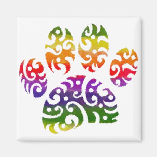 Rainbow Waterverf Tribal Dog Paw Tattoo Print Magneet (Voorkant)
