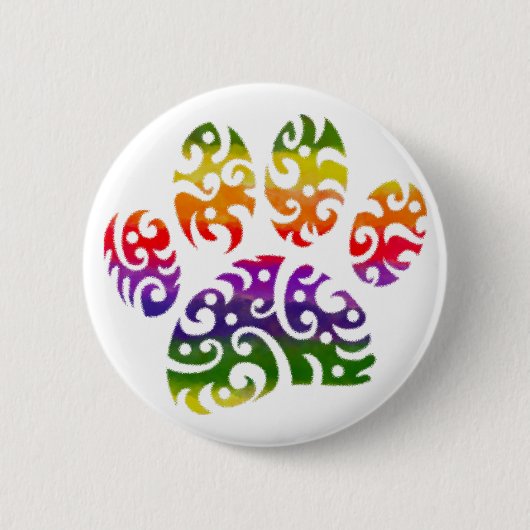 Rainbow Waterverf Tribal Dog Paw Tattoo Print Ronde Button 5,7 Cm (Voorkant)