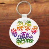 Rainbow Waterverf Tribal Dog Paw Tattoo Print Sleutelhanger (Achterkant)