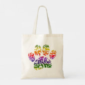 Rainbow Waterverf Tribal Dog Paw Tattoo Print Tote Bag (Achterkant)