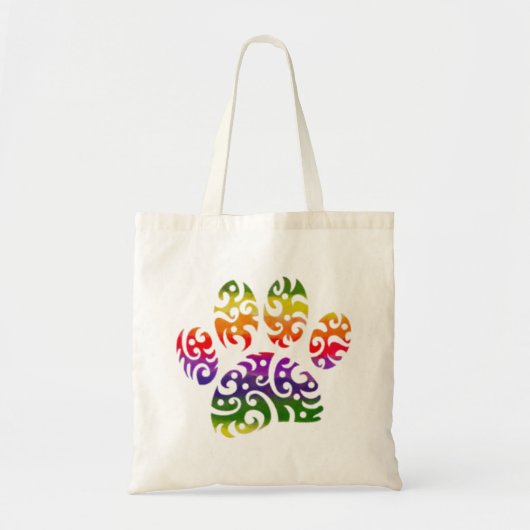 Rainbow Waterverf Tribal Dog Paw Tattoo Print Tote Bag (Voorkant)