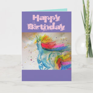 Rainbow Waterverf Unicorn art Waterverf Card Kaart