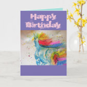 Rainbow Waterverf Unicorn art Waterverf Card Kaart (Gele Bloem)