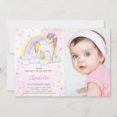 Rainbow Waterverf Unicorn Birthday Invitation ph Kaart (Voorkant)
