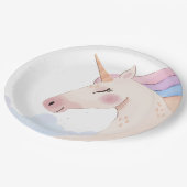 Rainbow Waterverf Unicorn Birthday Party | Papieren Bordje (Gekanteld)