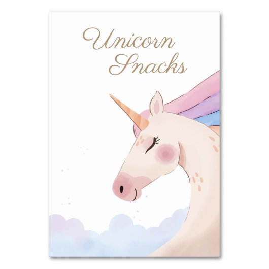 Rainbow Waterverf Unicorn Birthday Party | Tabel Kaart (Voorkant)