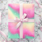Rainbow Waterverf Unicorn Galaxy Sparkle Verjaarda Cadeaupapier