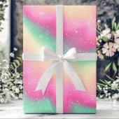 Rainbow Waterverf Unicorn Galaxy Sparkle Verjaarda Cadeaupapier