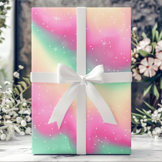 Rainbow Waterverf Unicorn Galaxy Sparkle Verjaarda Cadeaupapier