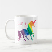 Rainbow Waterverf Unicorn , gepersonaliseerd Koffiemok (Links)