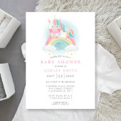 Rainbow Waterverf Unicorn Pink Girl Baby shower Kaart