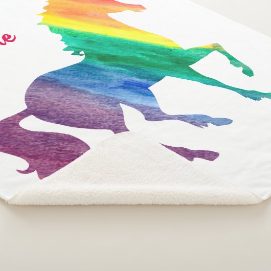 Rainbow Waterverf Unicorn Silhouette Girls Sherpa Deken (3/4)