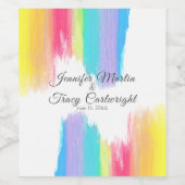 Rainbow Waterverf Verf LGBTQ Weddenschap Wijn Etiket (Enkel label)