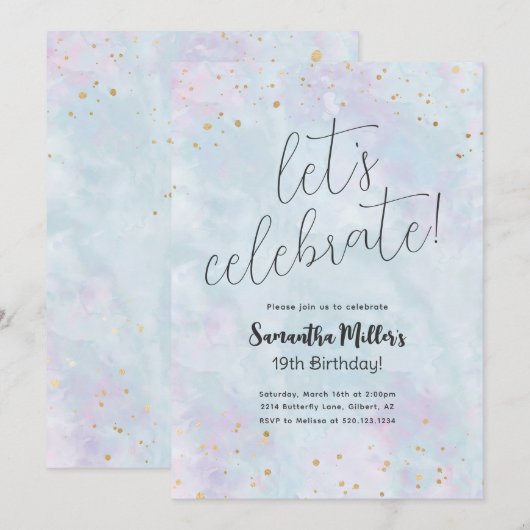 Rainbow Waterverf verjaardagsfeestje Kaart (Voorkant / Achterkant)