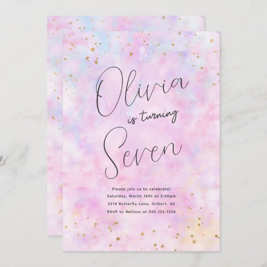 Rainbow Waterverf verjaardagsfeestje Kaart (Voorkant / Achterkant)