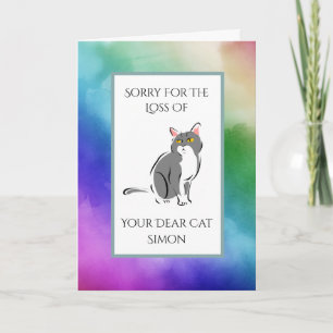 Rainbow Waterverf verlies van een kat sympathie Kaart