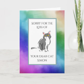 Rainbow Waterverf verlies van een kat sympathie Kaart