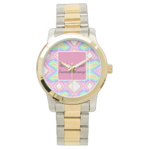 Rainbow waterverf voeg naam tekst aangepaste beric horloge
