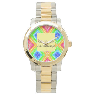 Rainbow waterverf voeg naam tekst aangepaste beric horloge