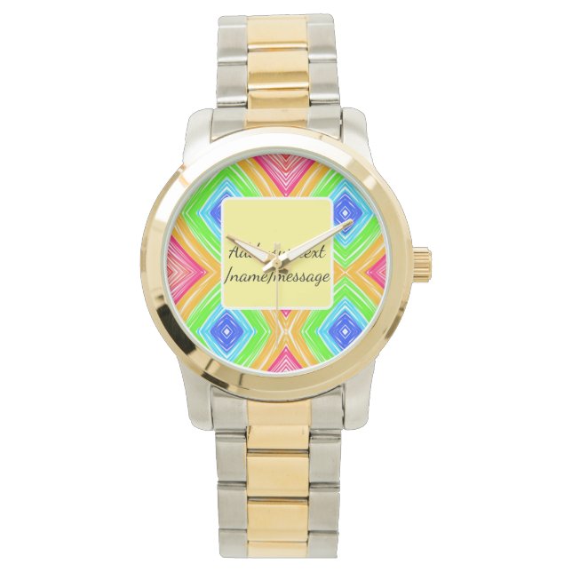 Rainbow waterverf voeg naam tekst aangepaste beric horloge (Voorkant)