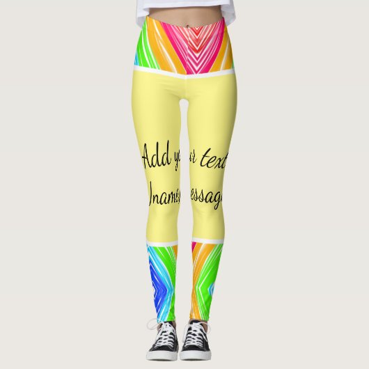Rainbow waterverf voeg naam tekst aangepaste beric leggings (Voorkant)