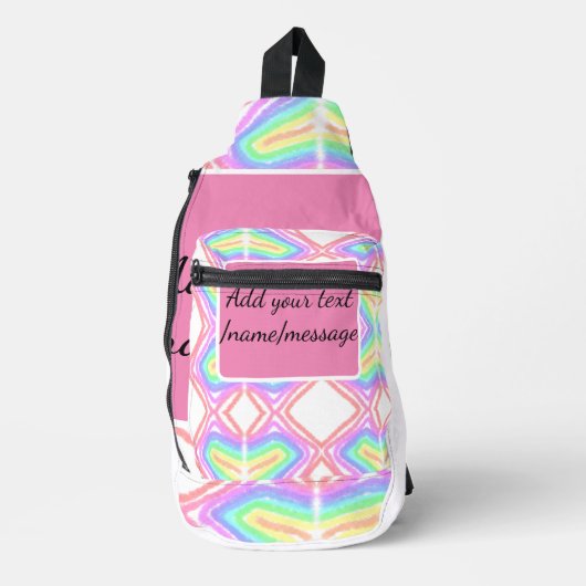 Rainbow waterverf voeg naam tekst aangepaste beric sling bag (Voorkant)