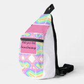 Rainbow waterverf voeg naam tekst aangepaste beric sling bag (Rechterhoek)