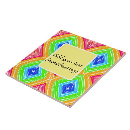 Rainbow waterverf voeg naam tekst aangepaste beric tegeltje (Zijkant)