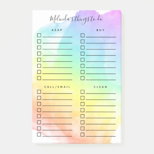 Rainbow Waterverf Wash Georganiseerde activiteiten Post-it® Notes (Voorkant)