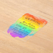 Rainbow Waterverf Wash LGBTQ Wedding Acryl Uitnodigingen (Laagn)