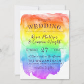 Rainbow Waterverf Wash LGBTQ Wedding Kaart (Voorkant)