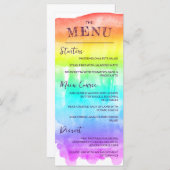 Rainbow Waterverf Wash LGBTQ Wedding Menu (Voorkant / Achterkant)