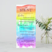 Rainbow Waterverf Wash LGBTQ Wedding Menu (Staand voorkant)