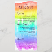 Rainbow Waterverf Wash LGBTQ Wedding Menu (Voorkant)