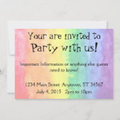 Rainbow Waterverf Wash Party Time Kaart (Voorkant)